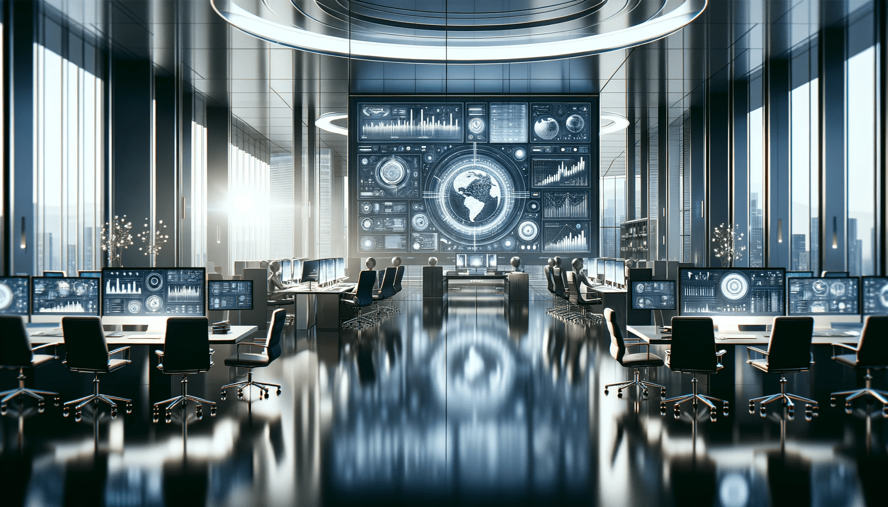futuristic corporate financial office